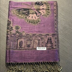 Pashmina Purple and Gold Butterfly Shawl